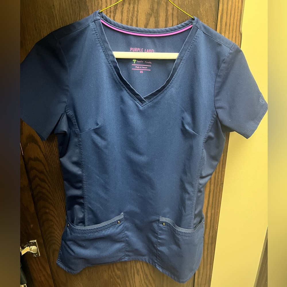 Purple label navy scrub top